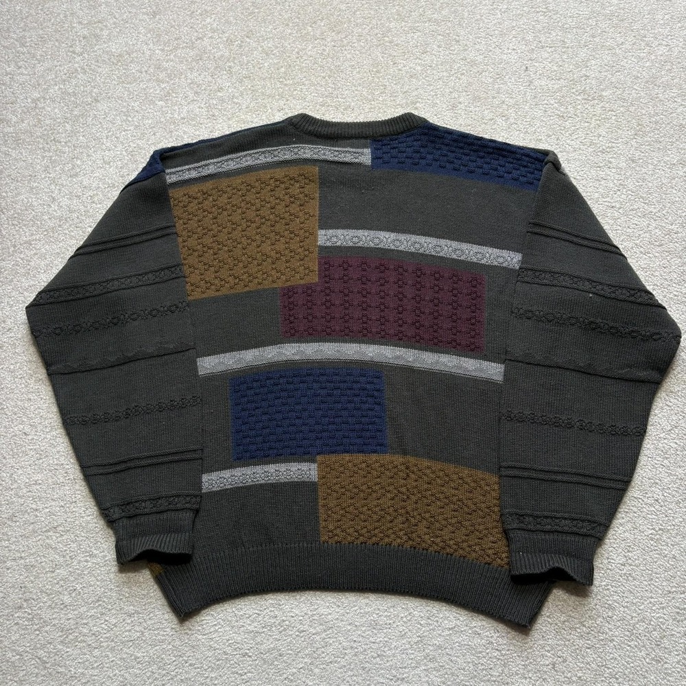 Vtg Bachrach Sweater Mens Large Multicolor Geometric Knit Crewneck Grandpa 90s - Picture 4 of 7